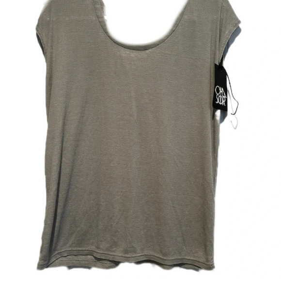 Chaser Women's Medium Gray Ribbed Blouse NWT - Picture 3 of 6